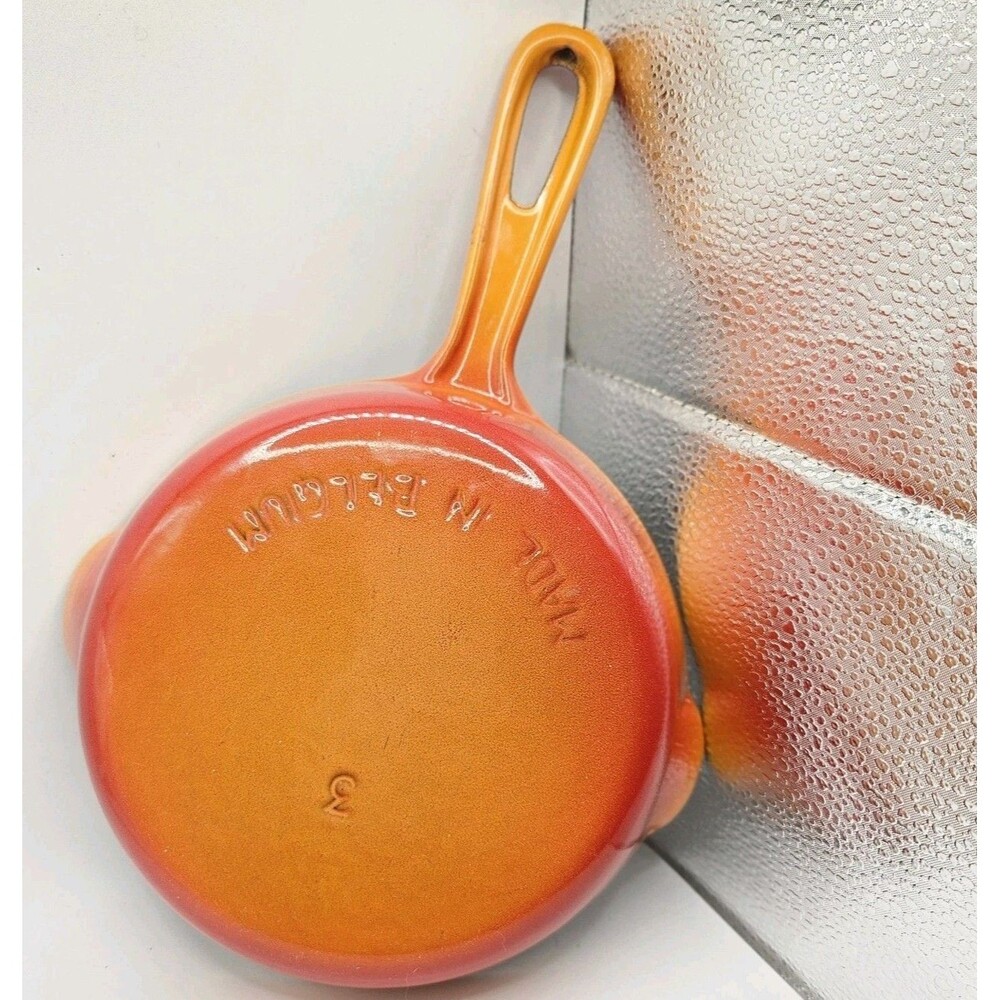Vintage Unmarked Descoware Enamelware Fry Pan Flame Orange #3 Made In Belgium